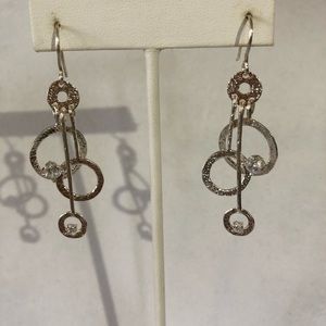Sterling Silver & Crystal Three Circle Earrings